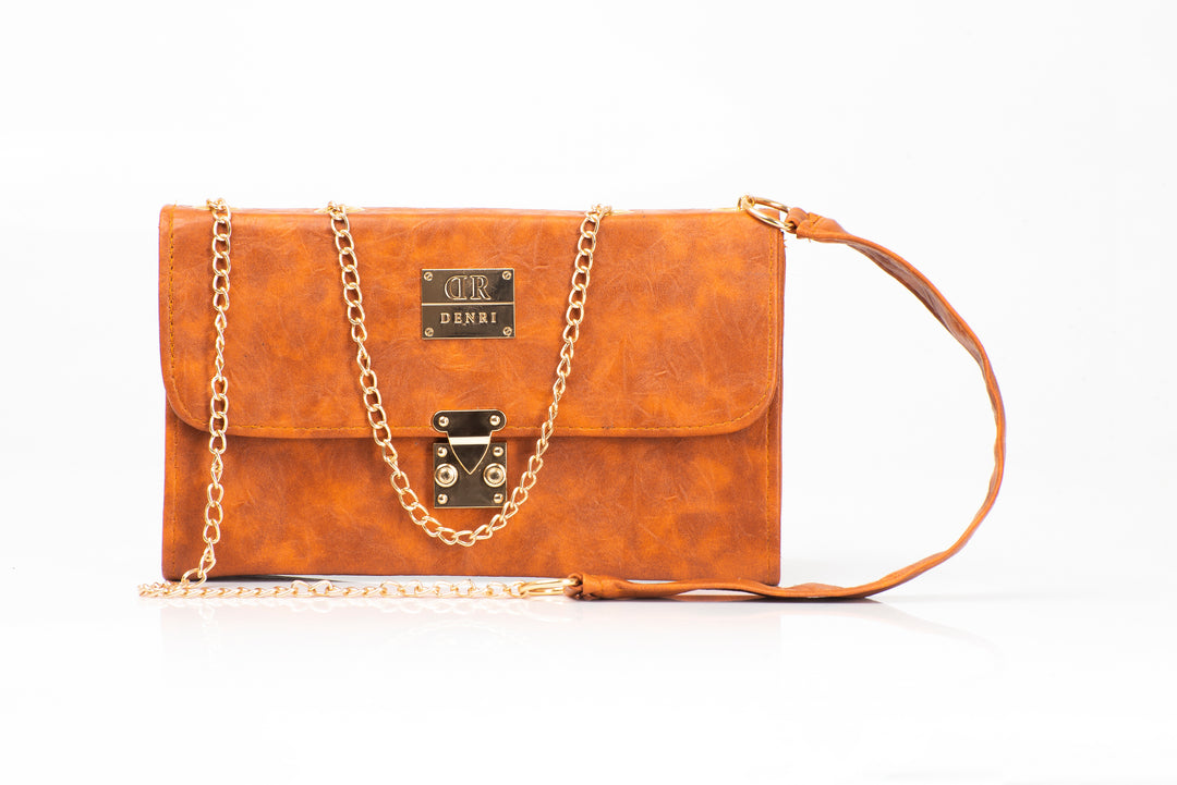 Denri Trecento Sling Bag | Structured Crossbody Sling | Everyday & Evening Wear | Premium Material, Chain Strap & Internal Compartments | Sophisticated Statement Piece