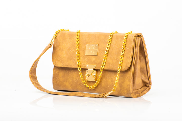 Denri Trecento Sling Bag | Structured Crossbody Sling | Everyday & Evening Wear | Premium Material, Chain Strap & Internal Compartments | Sophisticated Statement Piece
