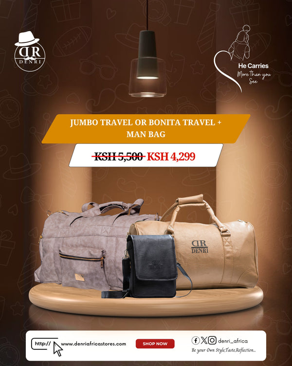 Jumbo Travel or Bonita Travel + Man Bag