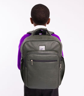 Denri Africa's green Pioneer Backpack. Green water-resistant backpack, practical for commuting or outdoor use.