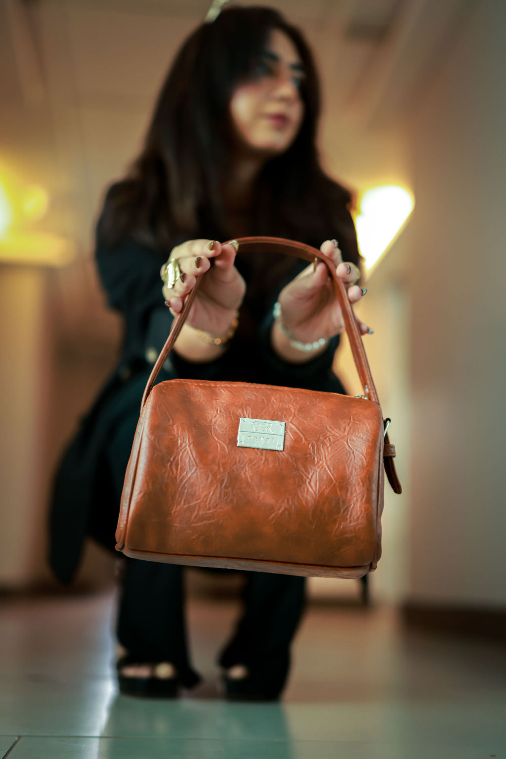 Denri Mandy | Compact Everyday Handbag | Daily Commute & Casual | Vegan Leather, 4 Interior Compartments, Adjustable Handle | Organized, Lightweight Chic