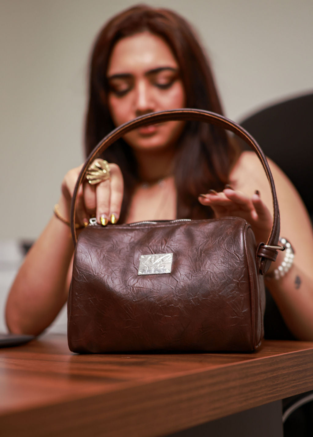 Denri Mandy | Compact Everyday Handbag | Daily Commute & Casual | Vegan Leather, 4 Interior Compartments, Adjustable Handle | Organized, Lightweight Chic