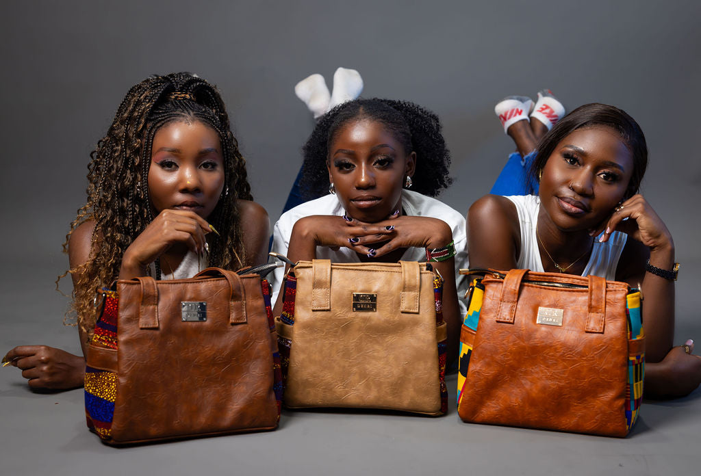 Denri Cathy | Everyday Tote-Shoulder Bag | Casual, Professional & Semi-Formal Carry | Vegan Leather with Ankara Fabric Panels | Elegantly Cultural, Eco-Friendly Design