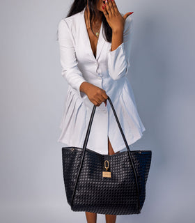 Denri Sierra Handbag | Kikapu-Style Tote | 4 Zipped Compartments, Metal Lock & Sling