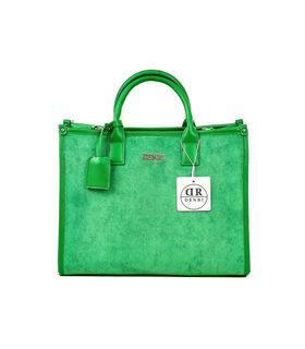Denri | Nala Tote Bag | Dual-Texture Suede & Faux Leather Tote | Gold Hardware, Laptop-Ready
