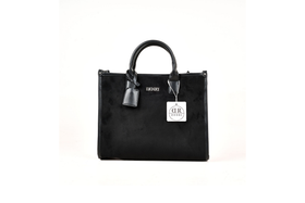 Denri | Nala Tote Bag | Dual-Texture Suede & Faux Leather Tote | Gold Hardware, Laptop-Ready