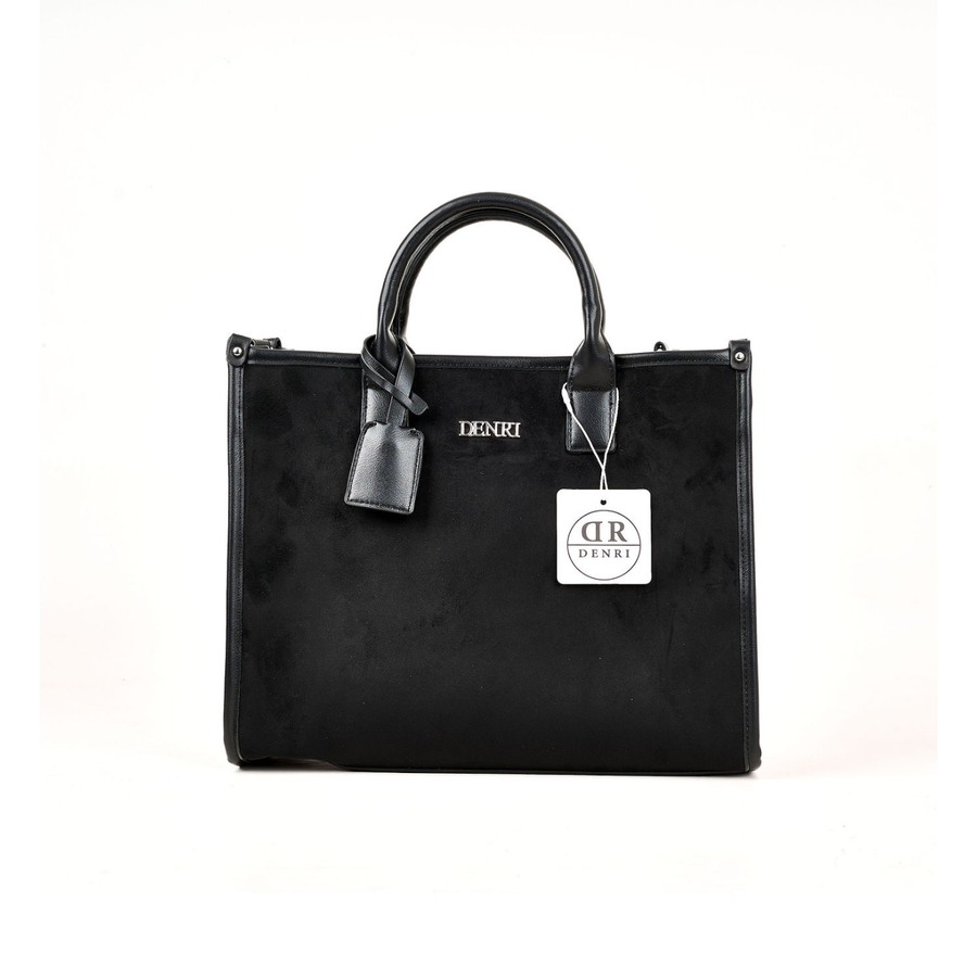 Denri | Nala Tote Bag | Dual-Texture Suede & Faux Leather Tote | Gold Hardware, Laptop-Ready