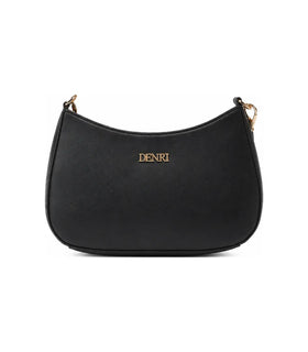 Black DENRI x LAMORA limited edition crossbody bag featuring premium faux leather construction for classic luxury accessories.