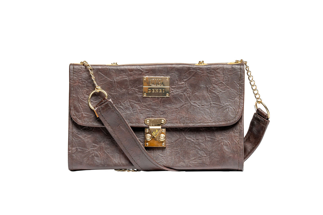 Denri Trecento Sling Bag | Structured Crossbody Sling | Everyday & Evening Wear | Premium Material, Chain Strap & Internal Compartments | Sophisticated Statement Piece