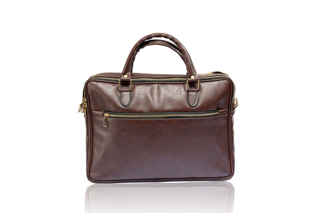 Denri Africa's dark brown Denri Sleek Professional Legacy Briefcase. Premium office briefcase, 15-inch laptop work bag, stylish vegan leather design.