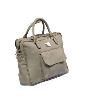 Denri Africa's gray Denri Sleek Professional Legacy Briefcase. Corporate laptop carrier, polished vegan leather office bag, everyday work essential.