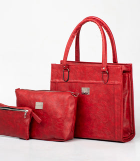 Denri Africa's red Jamela Laptop Handbag. Elegant women’s laptop handbag, chic vegan leather work purse, office and everyday use.