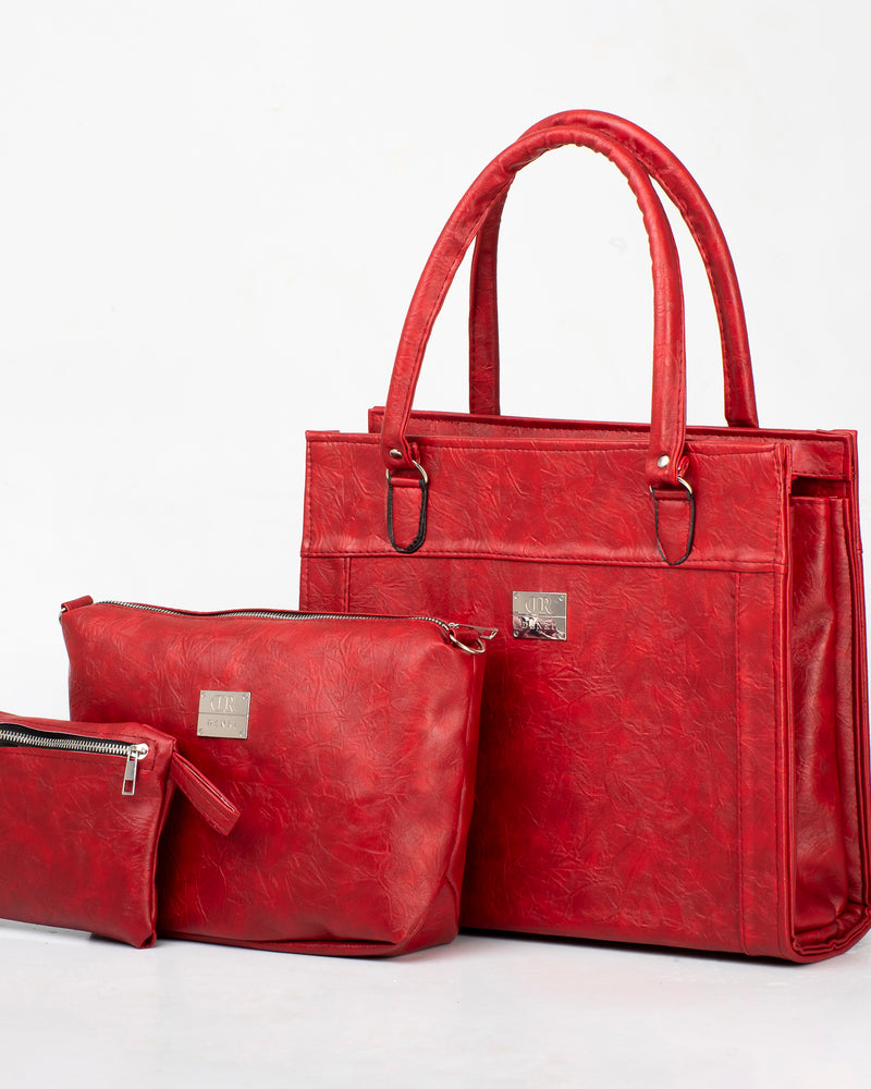 Denri Africa's red Jamela Laptop Handbag. Elegant women’s laptop handbag, chic vegan leather work purse, office and everyday use.