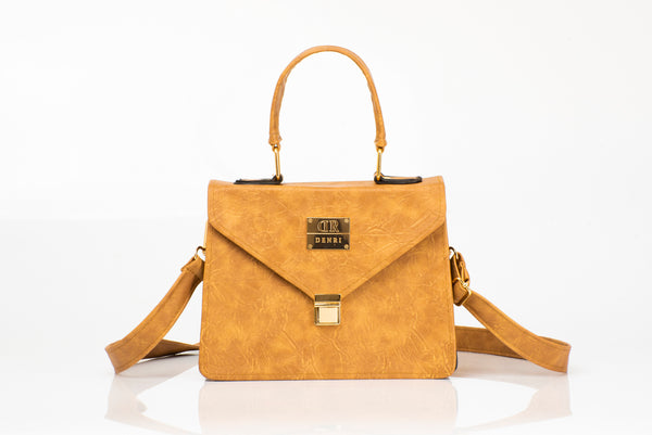 Denri Aurora Handbag | Mini Shoulder & Sling bag | Hand-stitched Leather, Metal Lock Stitch