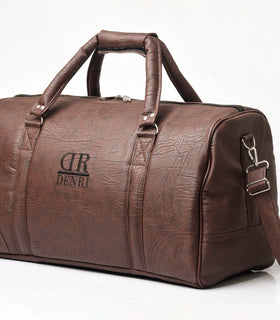 Denri Africa's brown Jumbo Travel Bag. Oversized duffle bag, stylish brown travel carryall, strong vegan leather build.