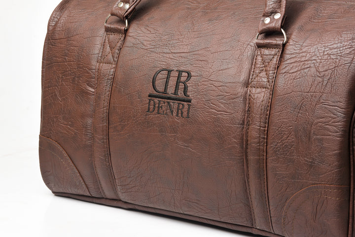 Denri Africa's brown Jumbo Travel Bag. Large-capacity travel companion, premium vegan leather, ideal for weekend and holiday travel.