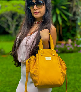 Denri Skye Handbag | Vegan Leather, Hidden Press-Button Closure | Chic & Featherlight