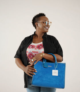 Denri | Nala Tote Bag | Dual-Texture Suede & Faux Leather Tote | Gold Hardware, Laptop-Ready