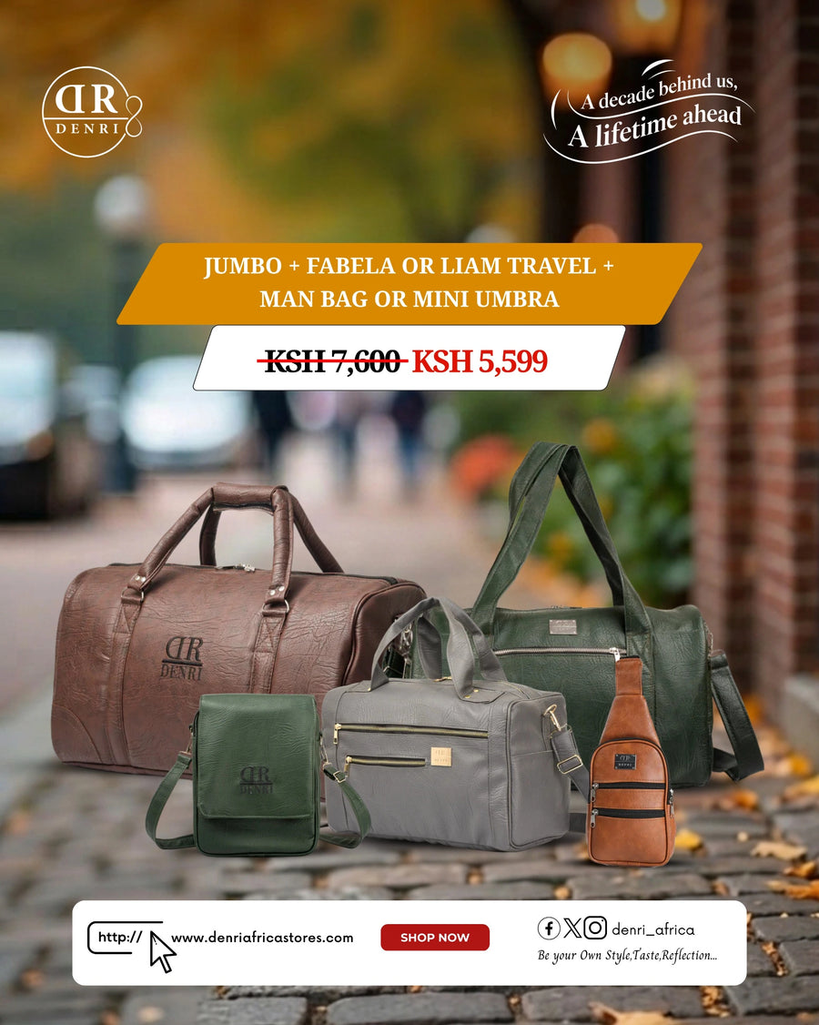 Jumbo + Fabela or Liam Travel + Man Bag or Mini Umbra
