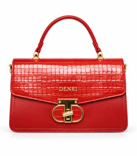 DENRI x KRIS BABY x NAIROFEY La Femme Limited Edition Top Handle Bag | Premium Croc Faux Leather, Gold Hardware