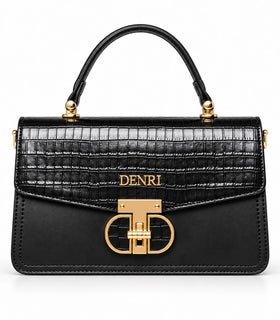 DENRI x KRIS BABY x NAIROFEY La Femme Limited Edition Top Handle Bag | Premium Croc Faux Leather, Gold Hardware