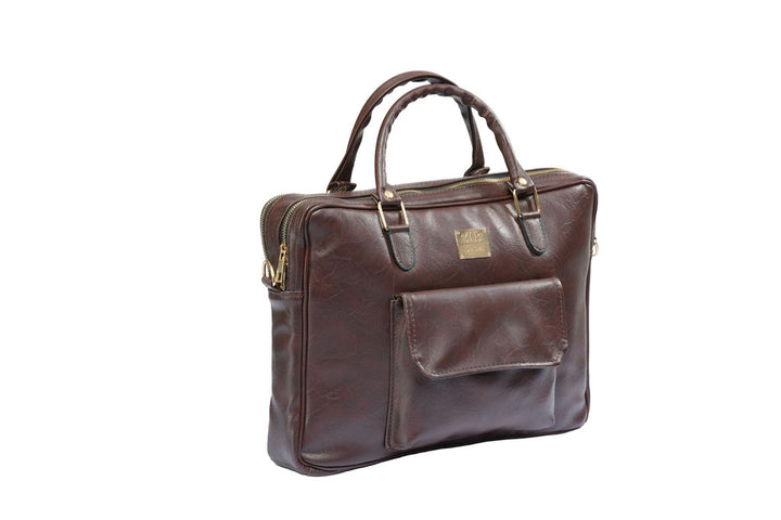 Denri Africa's dark brown Denri Sleek Professional Legacy Briefcase. Work-ready laptop briefcase, elegant corporate bag, durable vegan leather finish.