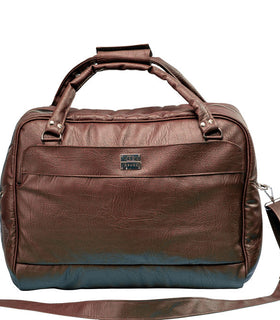 Denri Africa's brown Voyage Travel Bag. Extra-large travel bag, rugged vegan leather carryall, great for extended trips.