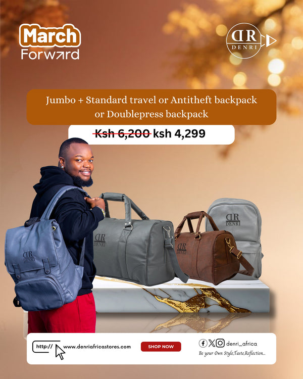 Denri Jumbo + Standard Travel or Antitheft Backpack or Doublepress Backpack