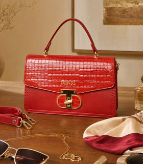 DENRI x KRIS BABY x NAIROFEY La Femme Limited Edition Top Handle Bag | Premium Croc Faux Leather, Gold Hardware