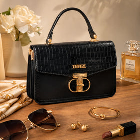 DENRI x KRIS BABY x NAIROFEY La Femme Limited Edition Top Handle Bag | Premium Croc Faux Leather, Gold Hardware