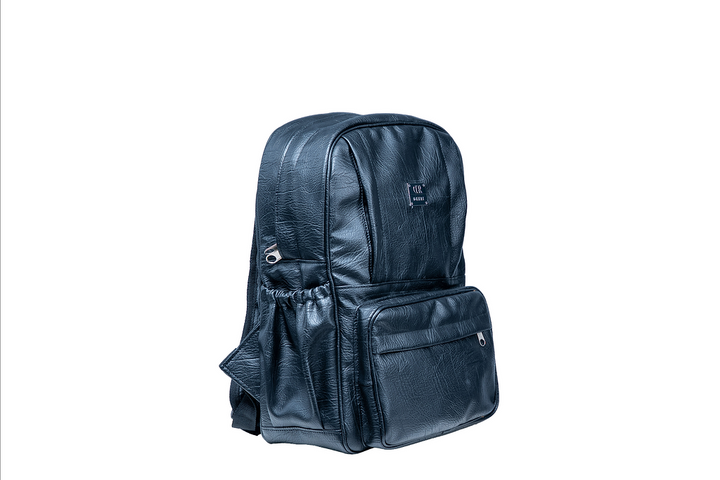 Denri Africa's Prime Men's Black Laptop Backpack Side view 