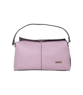 Denri Slouch Shoulder Bag | Soft Fold-Over Handbag | Back Slip Pocket & Striped Webbing Crossbody Strap – Lilac