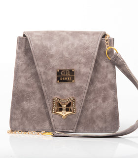 Denri Ladona Handbag | Compact Sling bag | Textured Leather, Twist-Lock & Chain Sling