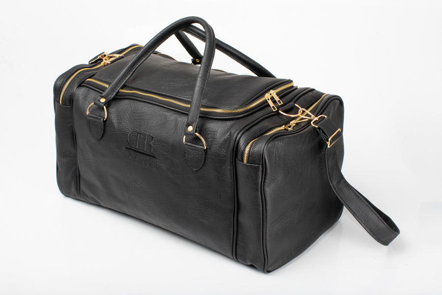 Denri Pocket Travel Bag | Large Leather Duffle | Multiple pockets, Adjustable strap