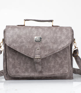 Denri Lotus Briefcase Bag | Leather Build, Laptop Compartment & Dual Pockets