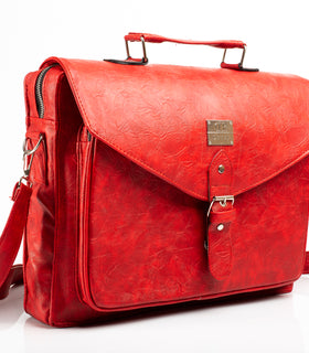Denri Lotus Briefcase Bag | Leather Build, Laptop Compartment & Dual Pockets