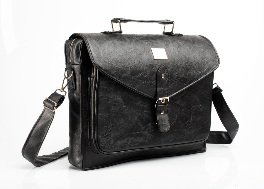 Denri Lotus Briefcase Bag | Leather Build, Laptop Compartment & Dual Pockets