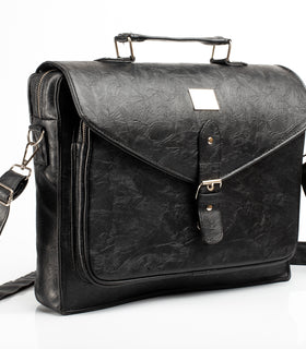 Denri Lotus Briefcase Bag | Leather Build, Laptop Compartment & Dual Pockets