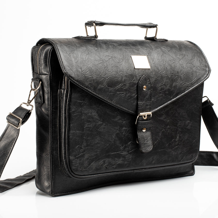 Denri Lotus Briefcase Bag | Leather Build, Laptop Compartment & Dual Pockets
